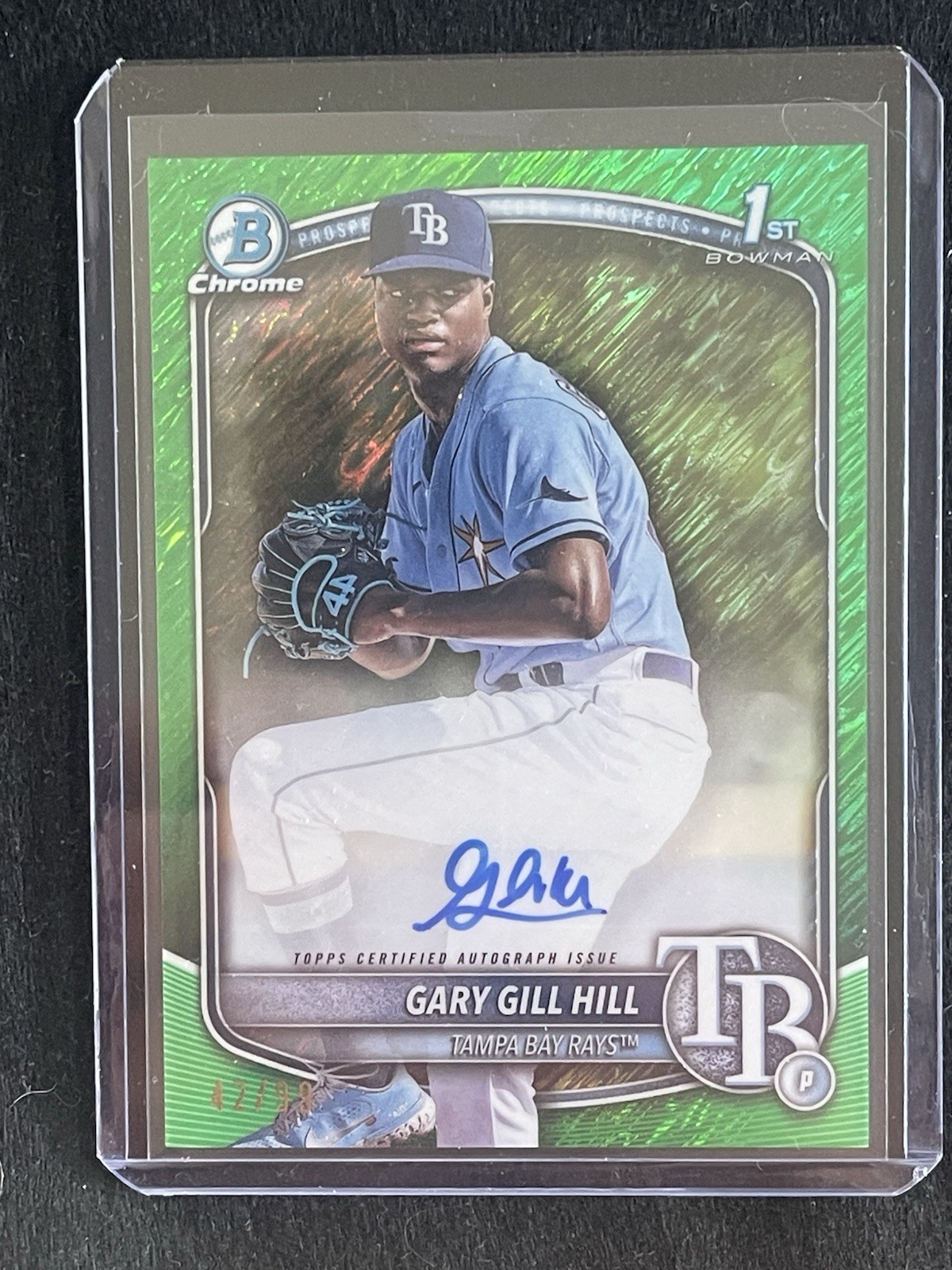 2025 Bowman Chrome 1st AUTO Green Shimmer GARY GILL HILL /99 Tampa Bay Rays