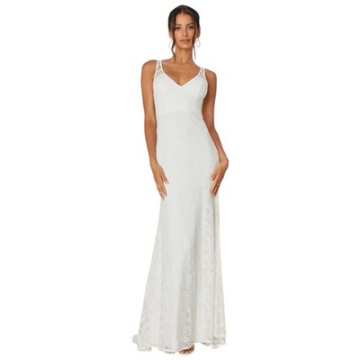 Lulus Maxi Dress S White Lace Wedding Sleeveless Backless Beloved Eternity NWT
