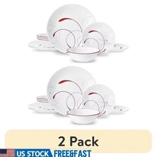 12 Piece Dinnerware Set Vitrelle Durable Plates Bowls Microwave Dishwasher Safe