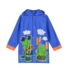 Waterproof Rain Jacket Lightweight Hooded Slicker for 4-5T Blue Frog