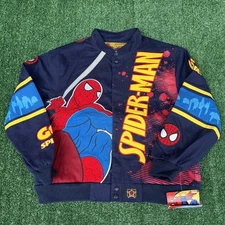 NWT VTG JH Design Spider-Man Jacket Youth 2XL Blue Men S Crop Boxy Nascar Racing