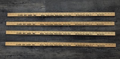 Vintage Wooden Yardstick Advertising Lot of 4 Raleigh North Carolina 1970s Art