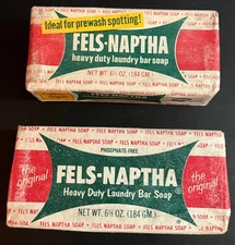 2x Vintage FELS-NAPTHA Heavy Duty Laundry Soap Bars 6.5 OZ unused NEW Old Stock