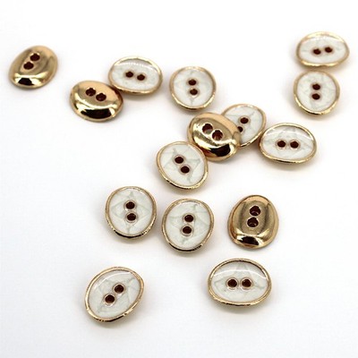 Zweiloch gebogene ovale Perlglanzknöpfe - Gold - 12 mm x 5 Stück - 5606