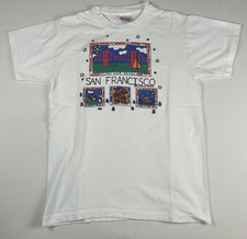 Vintage San Francisco Golden Gate Bridge White t shirt Youth Large Single Stitch