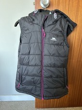 Ladies Women’s Black Gilet Trespass Hooded Padded Zips Medium Warm Coat