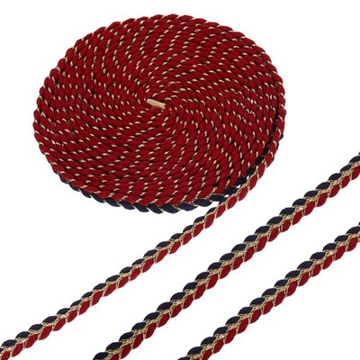 Gimp Braid Trim, 10 Yards Gold Metallic Polyester Woven Braid Ribbon, Red/Blue