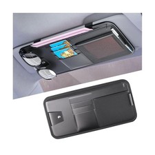 Car Sun Visor Organizer, PU Leather Vehicle Storage Pouch Holder with Black