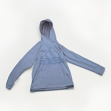 adidas Women's Pink Logo Fleece Pullover Hoodie w/ Pockets, Size M