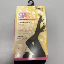 Spanx Star Power Patterned Shaping Tights Size C (140-180#) Black Ribbed Row-NEW