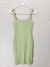 Zara Dress Womens Small Green Tank Bodycon Fitted Ribbed Knit Minimalist Casual