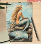 Retro Vintage Beachy Ocean Mystical Mermaid Wall Art Sign Decor Metal 8x12