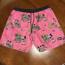 NEFF x Disney Mickey Mouse Men's Shorts L Large Hot Pink Volley Swim Tropical