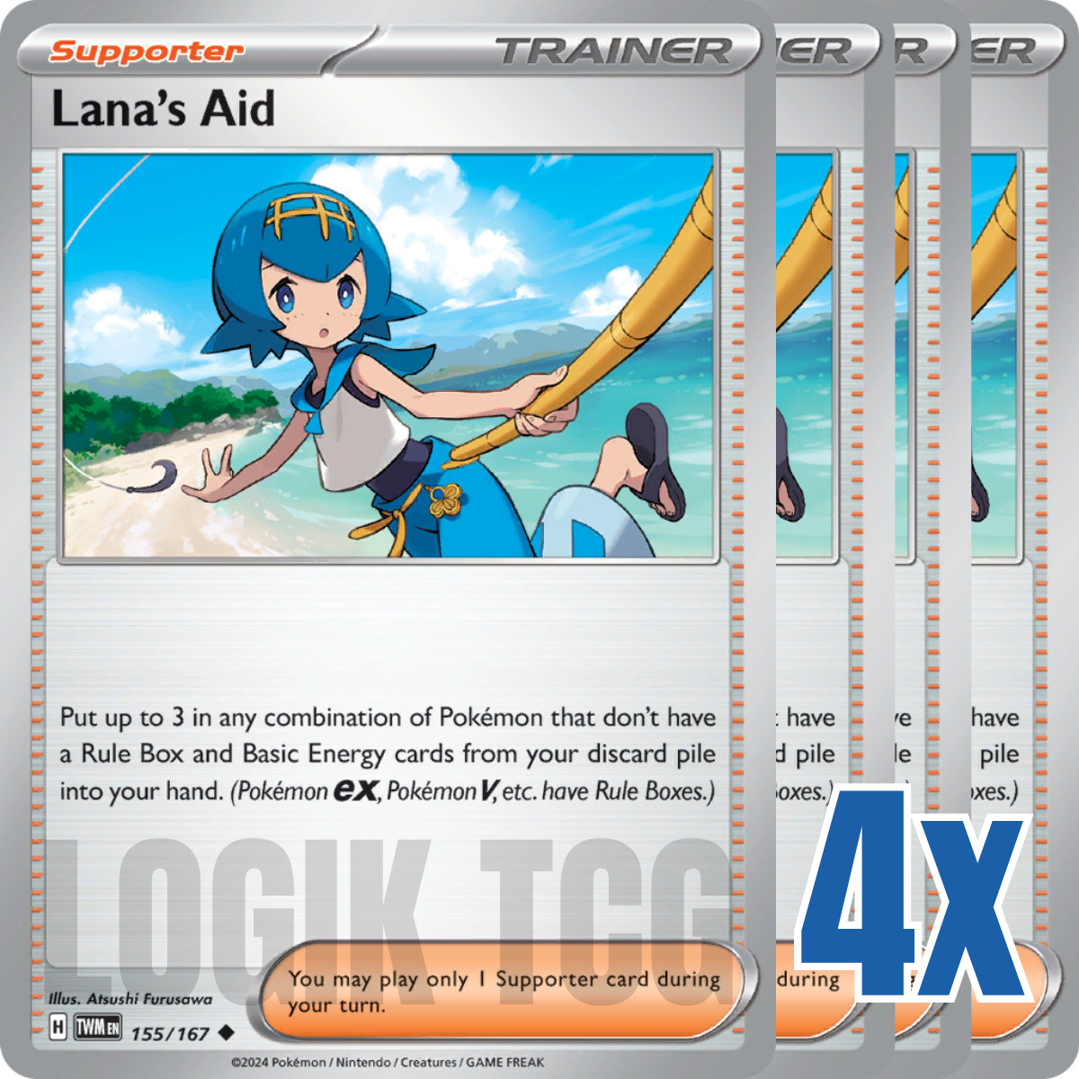 4x Lana's Aid 155/167 x4 - Twilight Masquerade - Pokemon TCG - Playset