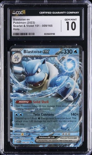 2023 POKEMON SCARLET & VIOLET 151 - HOLO #009/165 BLASTOISE EX CGC 10 GEM MINT