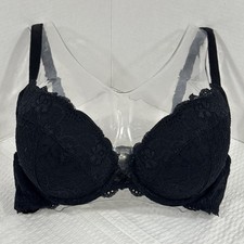 Torrid Curve SZ 40B Push-Up Plunge Black And Lace Accented Bra Wired Adjustable