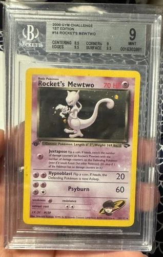 2000 Pokemon Gym Challenge 1st Edition #14 Rocket's Mewtwo Holo BGS 9.0
