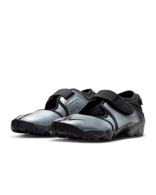 New Nike Women's Air Rift Leather Shoes - Metallic Silver/ Black