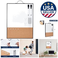 Versatile 16" x 12" Magnetic Dry Erase and Cork Board for Home, Office, School