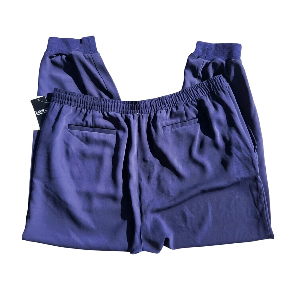 Pantalones de chándal Lauren Ralph Lauren para mujer azul marino tejido con cordón atletismo talla grande 18 Foto 4 de 4