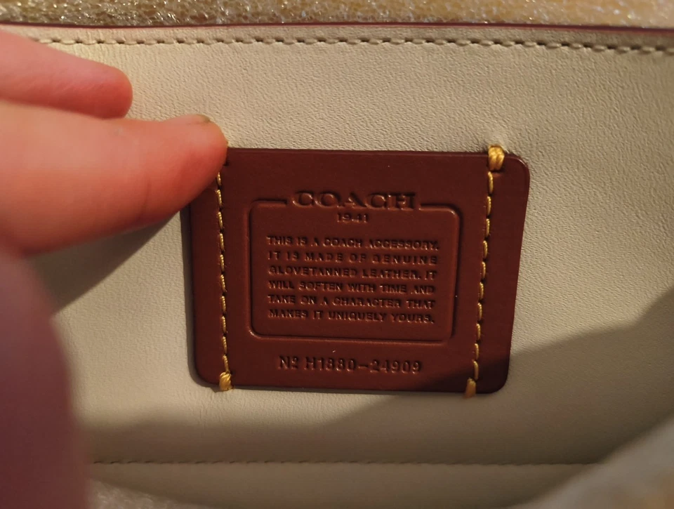 COACH 新链式离合器金属茶玫瑰斜挎包钱包金色五金件 — 第 3/4 张图片