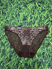 Vintage 90s Y2K Wacoal 84880 Snake Print Mesh Panties Brown Sheer Nylon Sz L