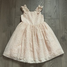 Janie and Jack Girls Size 5 Center Stage Metallic Dot Chiffon Dress READ