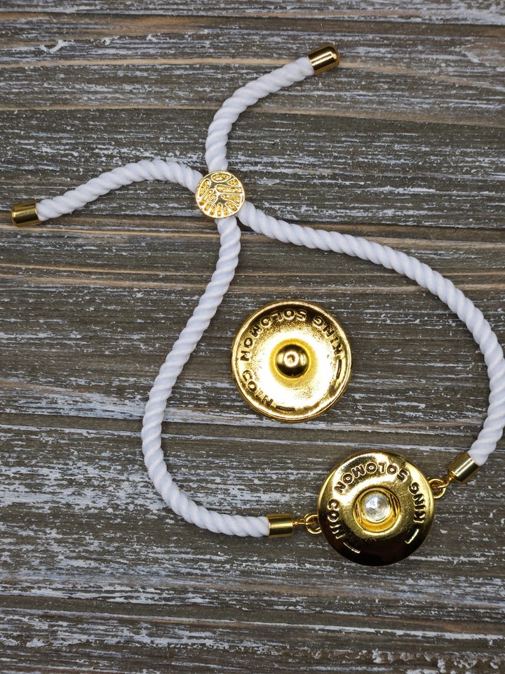 Secret Seal of Solomon Bracelet with 72 Names of God Snap Button (White(01)