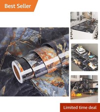 Blue Gem Marble Contact Paper Self Adhesive Wallpaper Peel and Stick Countert...