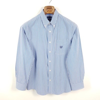 Chaps Ralph Lauren Hemd Herren M (wie S) Blau Weiß Gestreift Relaxed Vintage