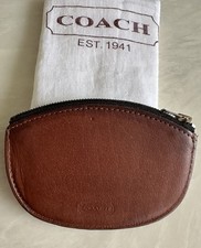 COACH VINTAGE BRITISH TAN LEATHER CRESENT SKINNY CLASIC COIN PURSE CASE 4848