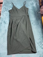 OTEN Dress Size Small Womens Green Faux Wrap Skirt Adjustable Spaghetti Strap
