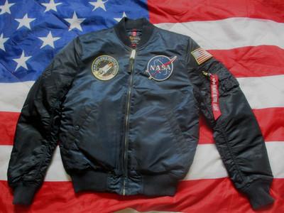 ALPHA INDUSTRIES NASA 100TH SPACE SHUTTLE MISSION MA1 Bomber Pilot JACKE MANTEL S