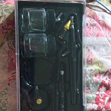 Airbrush Spray Gun Kit w/ Hose, 2 Glass Jars, Accessories Case, Black