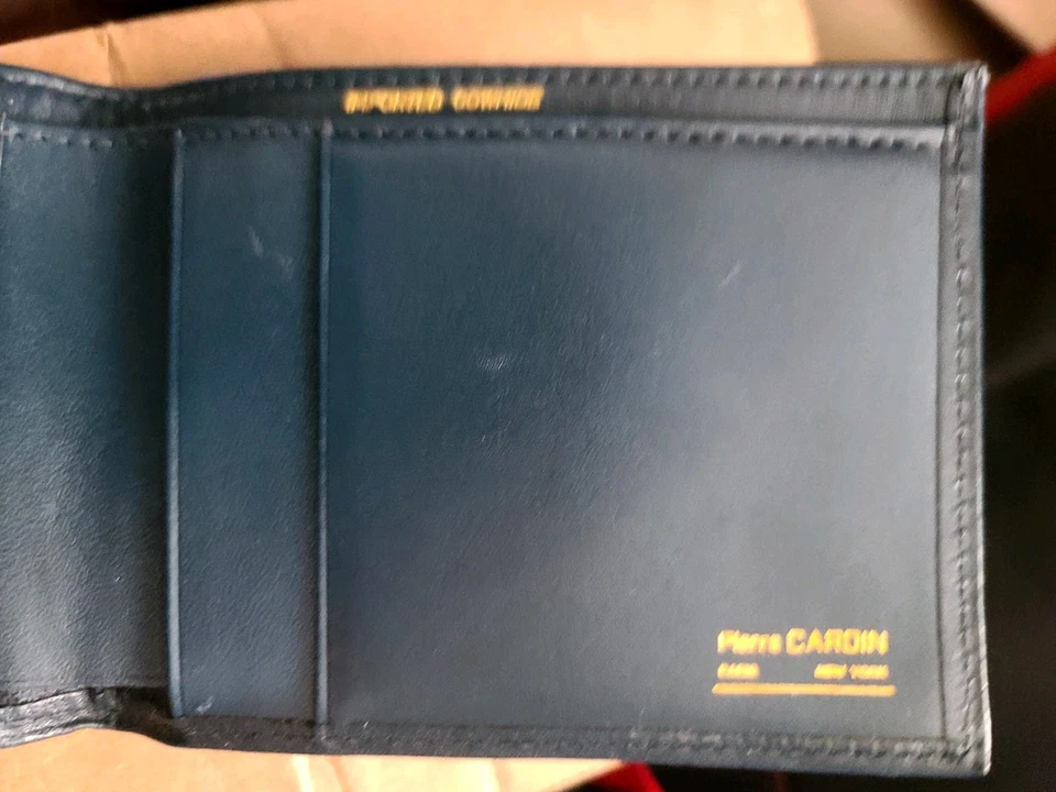 Кожаный бумажник двойного сложения Pierre Cardin синий ультратонкий - Изображение 4 из 4