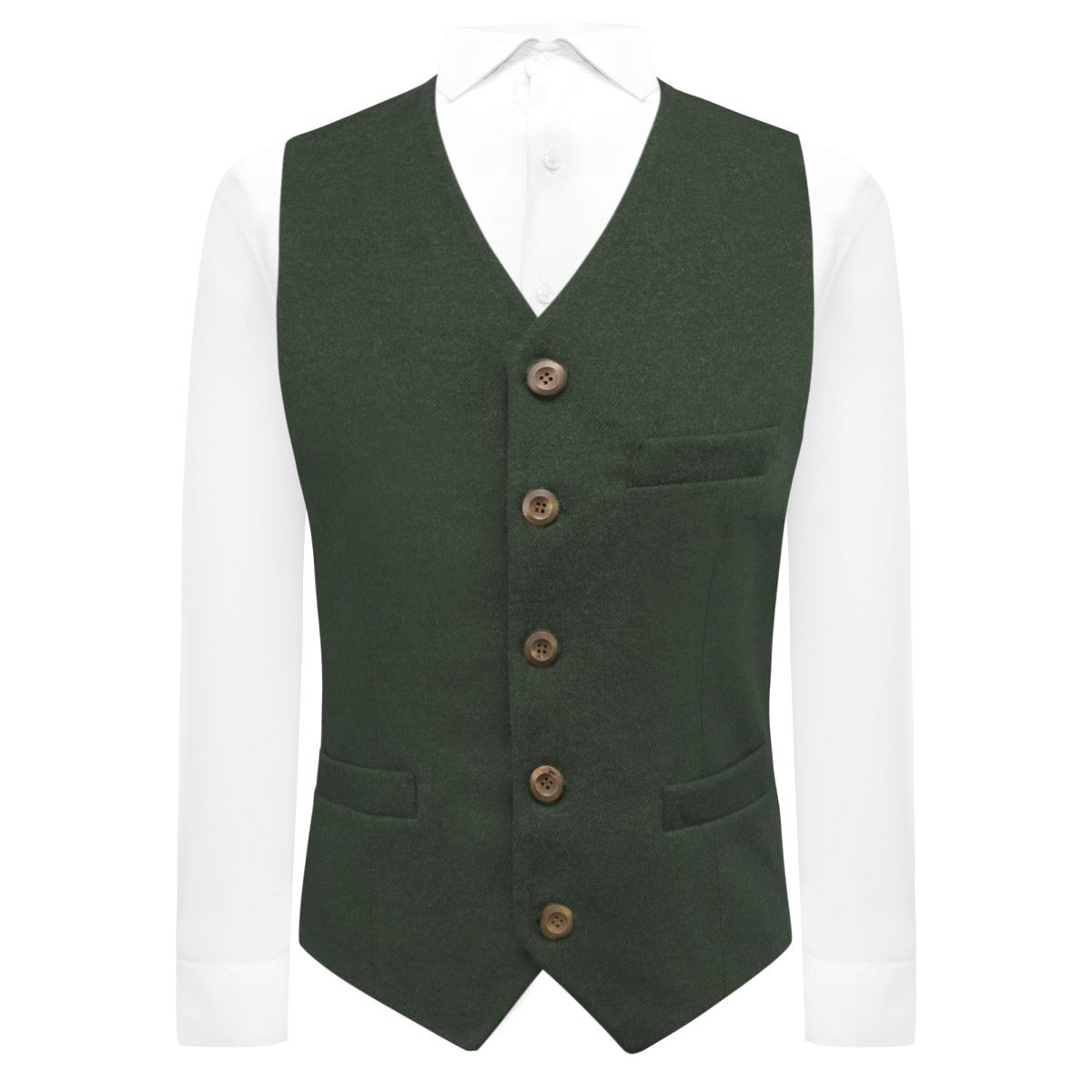 Chaleco De Tweed Donegal Verde Cazador De Lujo