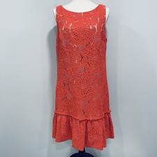 Eliza J 14 Coral Orange Lace Shift Flounce Cocktail Party Swing Fairycore Dress