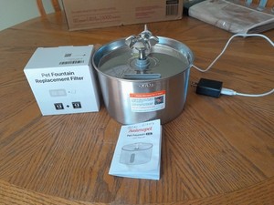 Balimopet Cat Water Fountain Stainless Steel - 74Oz/2.2L Corded Pet Water