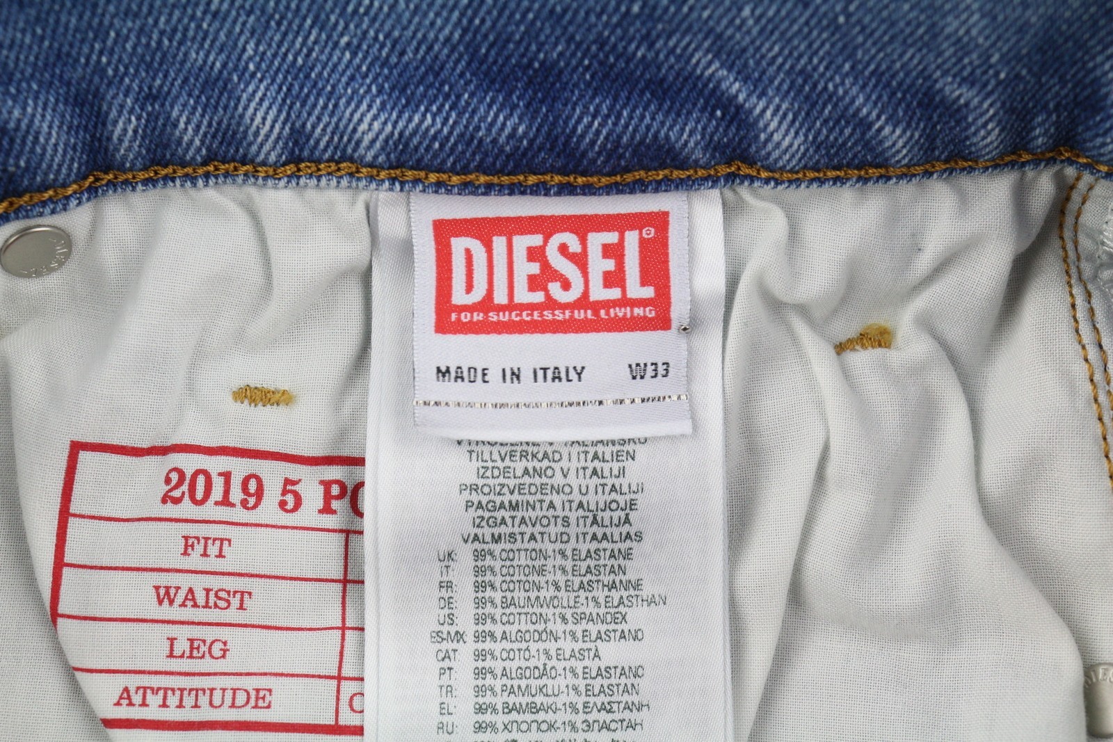 Diesel 2019 D-Strukt 9C08L Men's Jeans W33/L32 Blue Washed Slim Fit RRP350 image 10