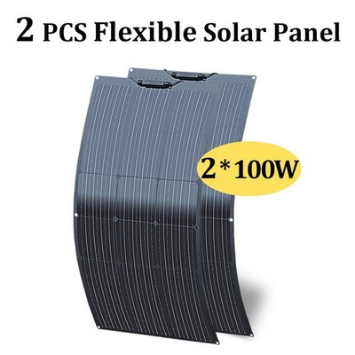 200W Solarmodul Flexible Solarpanel Mono für Wohnmobil Balkonkraftwerk   Schwarz