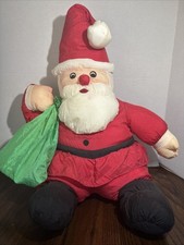 Vintage 90 s Santa Claus Plush Toy Nylon Parachute Large Sitting 17 Christmas