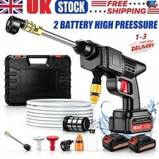 Portable Cordless Car High Pressure Washer Jet Water Wash Cleaner Gun +2 Battery