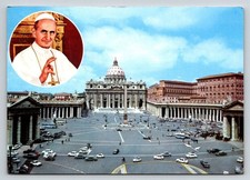 Pope Paul VI St. Peter's Square Vatican City Rome Italy Postcard 1975 Chrome