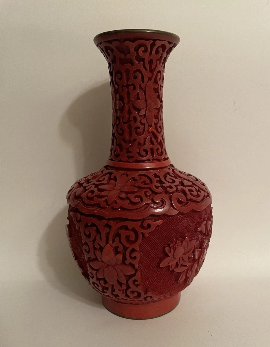 红色中国古董花瓶| eBay