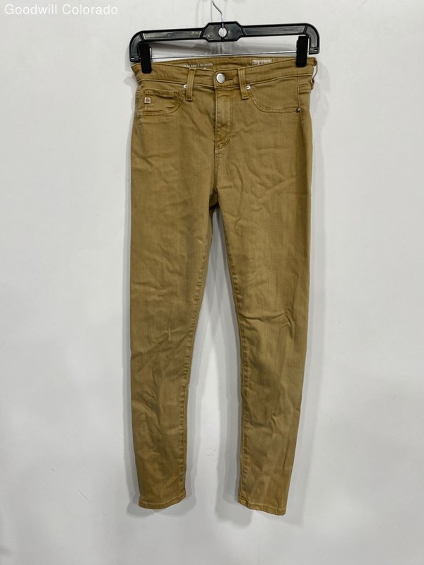AG Adriano Goldschmied Brown Solid Stretch Skinny Jeans Pants 25R