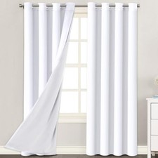 H.VERSAILTEX White Blackout Curtains 96 Inches Long 2 Layers Light Blocking