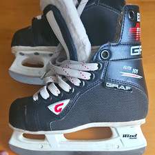 Graf Elite 101 Eishockeyschlittschuhe Junior/Bambini Schwarz/Wei&szlig;/Rot Schn&uuml;rung