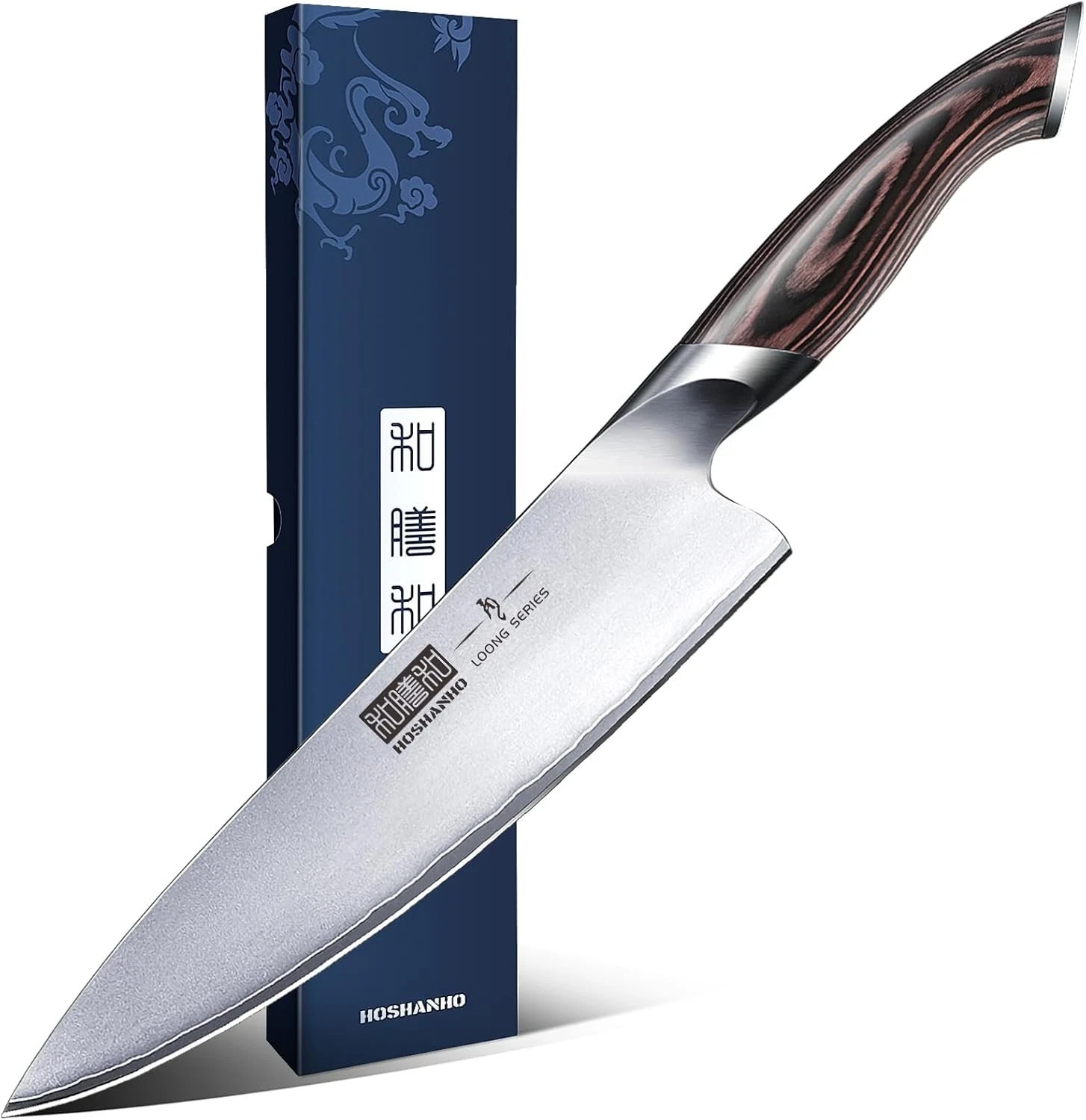 HOSHANHO Chef's Knife, Ultra-Sharp, Double-Edged, Wooden Handle, High-Carbon