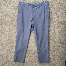 Perry Ellis Portfolio Blue Dress Pants Mens 36x32 Stretch Micro Check Trousers