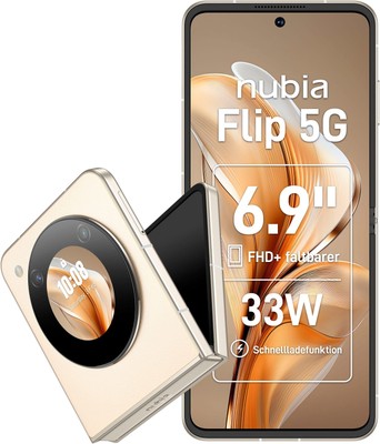 NUBIA Smartphone Flip 5G 6,9Zoll 256GB 50MP NFC WLAN Bluetooth gold B-WARE